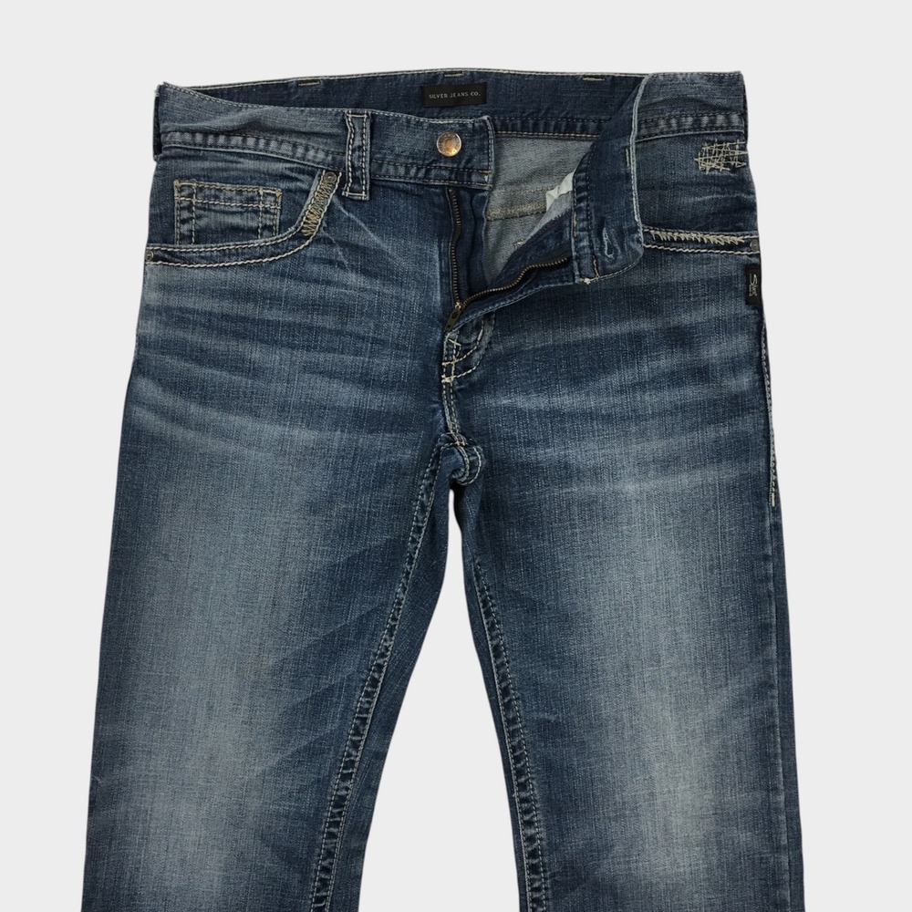 Silver Jeans Co Zac Relaxed Fit Straight Leg Blue Denim Jeans Mens 33x34